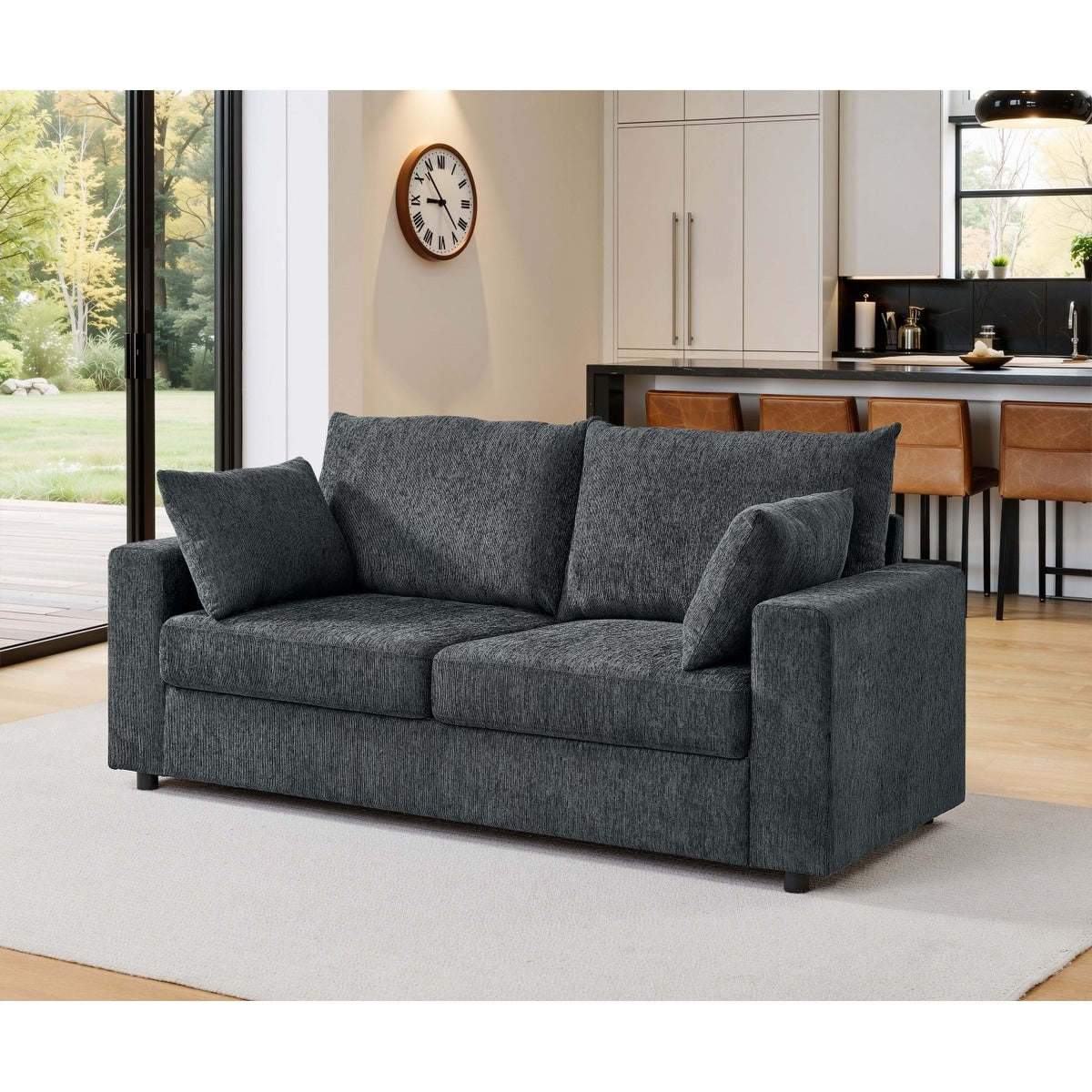 78 Modern Upholstered 2 Seater Sofa With 2 Throw Pillows