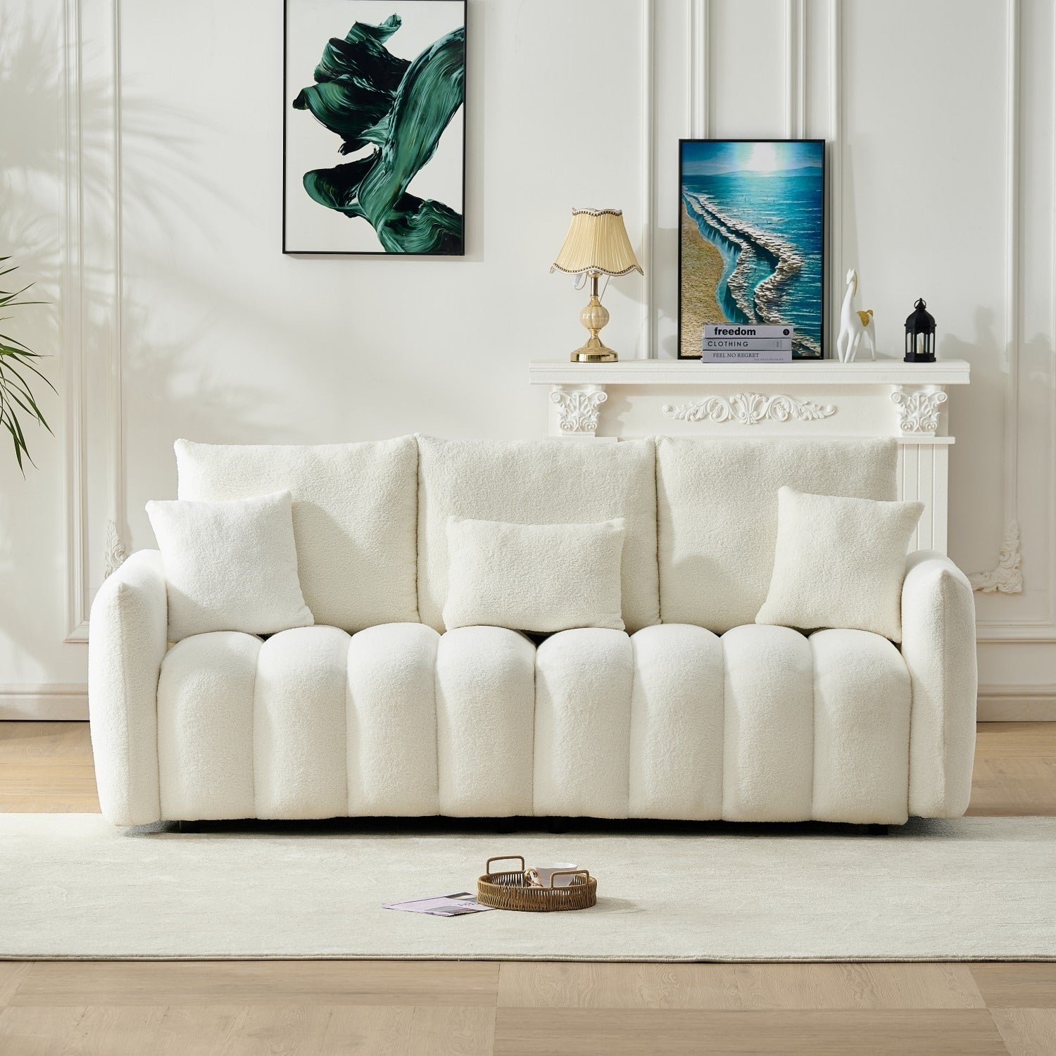 78 Teddy Fabric Sofa With Three Soft Pillows