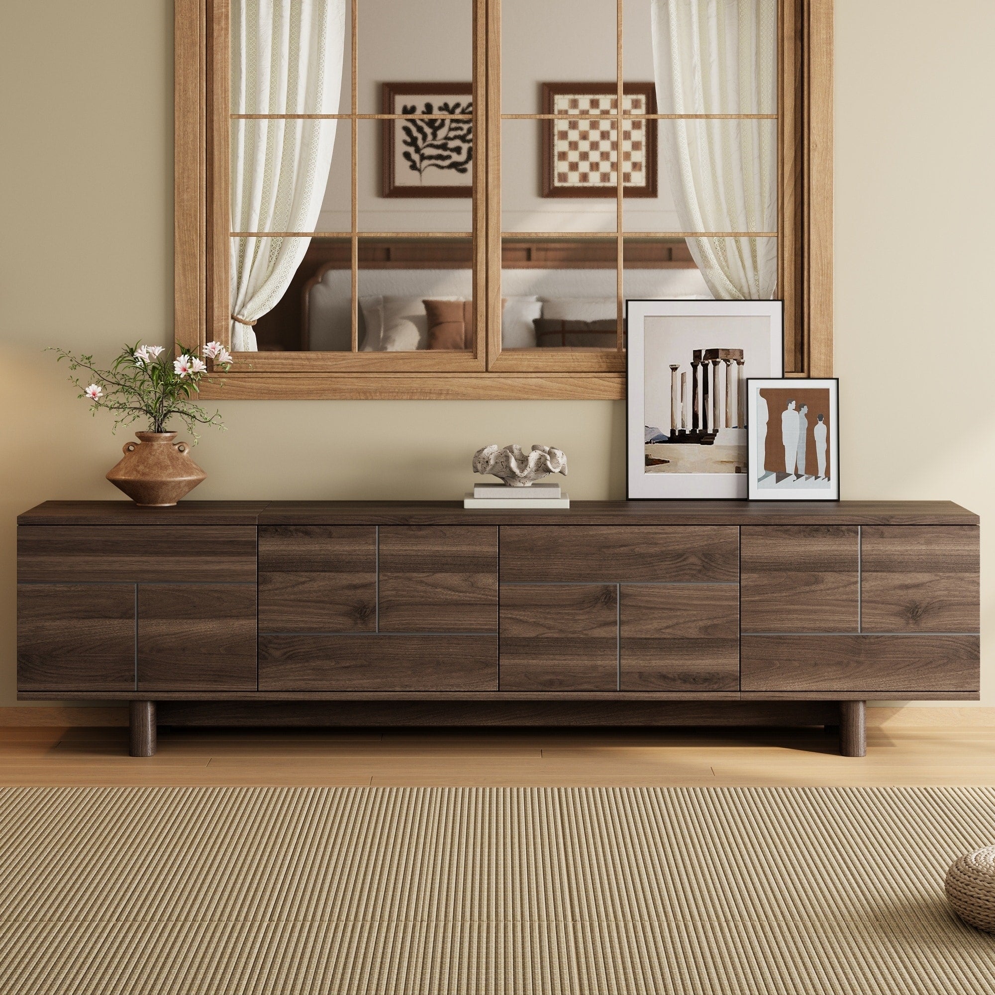 78 Tv Stand For Tvs Up To 85 Entertainment Center With With Solid Wood Legs Soft Closing Hinges Adjustable Shelves