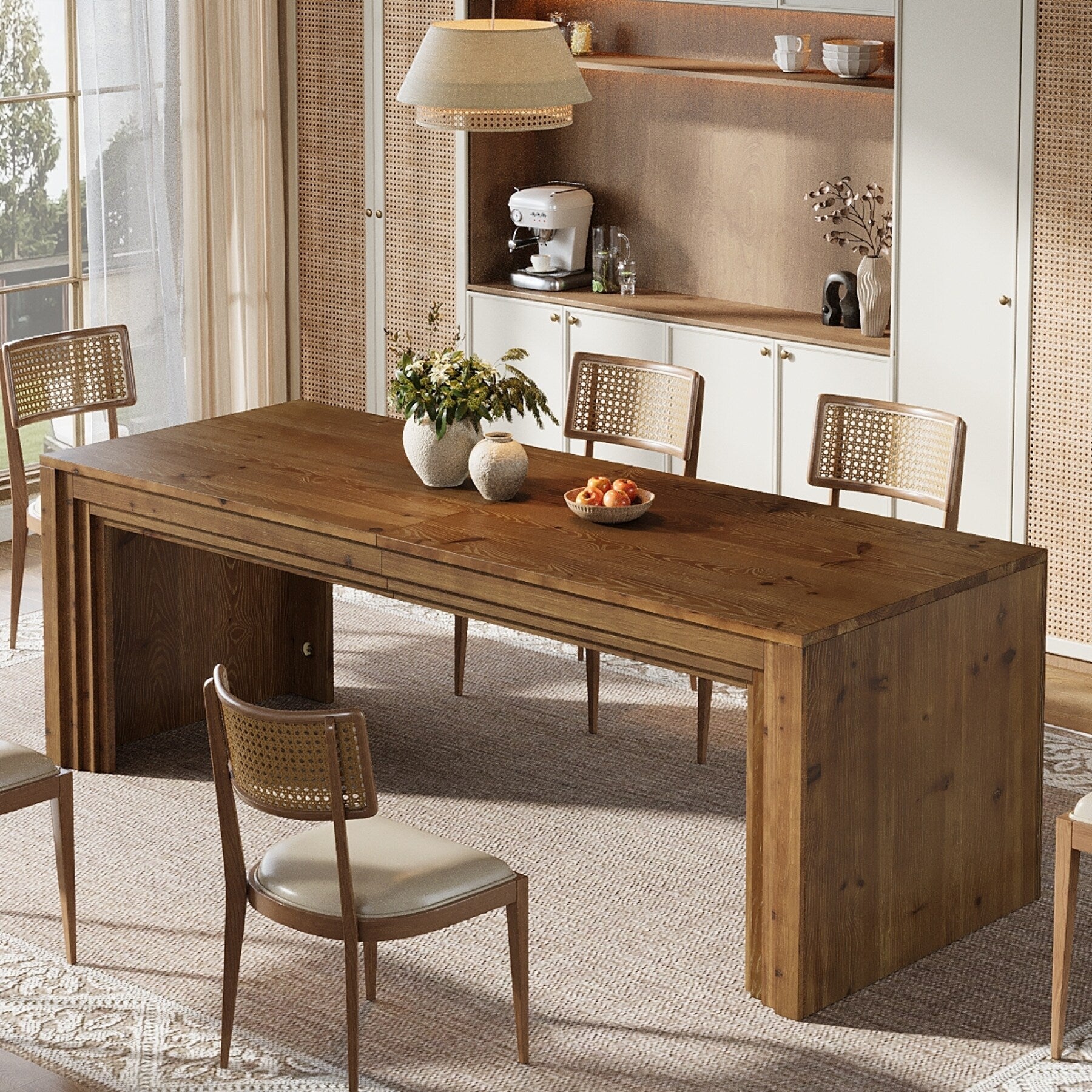 79 Inch Solid Wood Dining Table For 6 8 10 Farmhouse Rectangular Kitchen Table 78.74 L X 27.56 W X 29.52 H