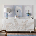 79 In. White Solid Wood 4 Door Media Credenza_Sideboard