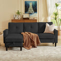 79.14 Corduroy Sectional Sofa With Storage Ottoman And Side Storage Pocket