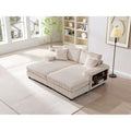 79.5 Corduroy Sectional Sofa Sleeper Sofa Convertible Double Chaise Lounges Couch