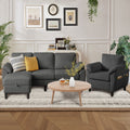 79.72 Corduroy 3 Pieces Living Room Sets Including Sectional Sofa With Storage Ottoman And Armchair Set
