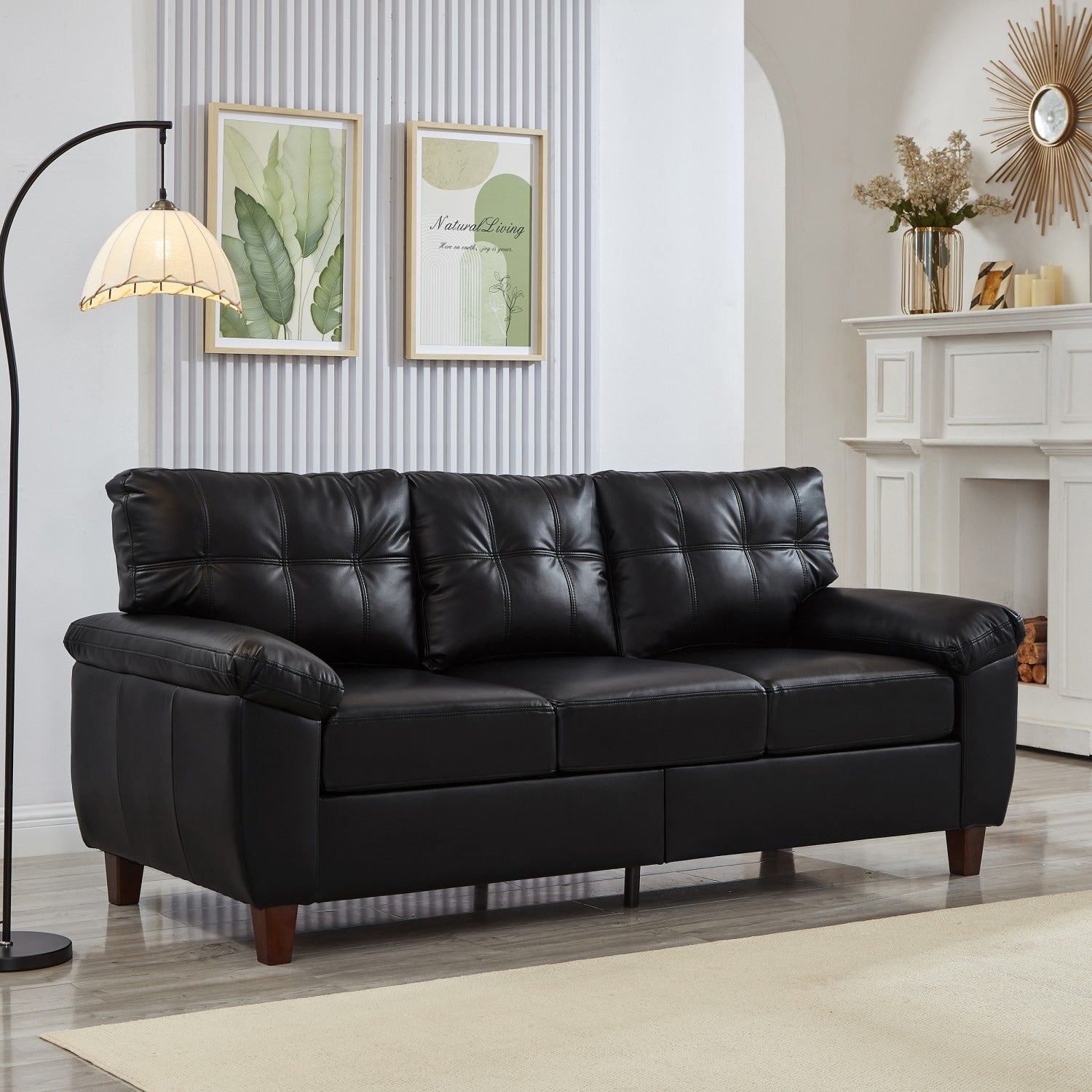 79 Modern Pu Leather 3 Seater Sofa With Storage
