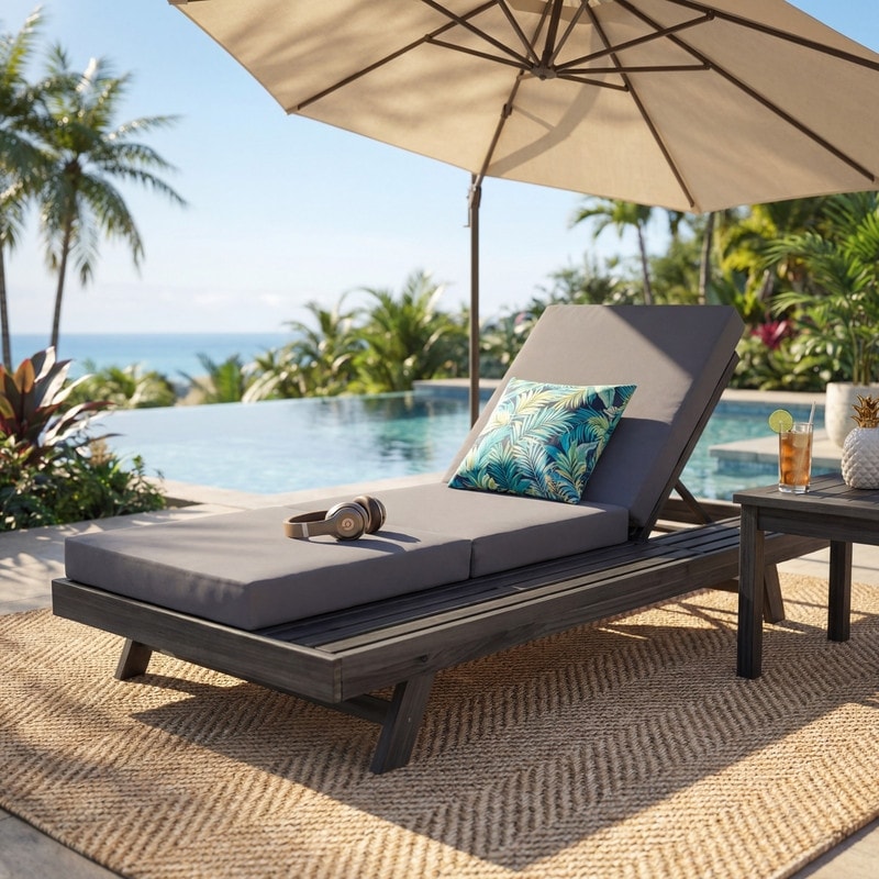 79 Outdoor Lounge Chaise Patio Furniture Set With Lounge Cushion
