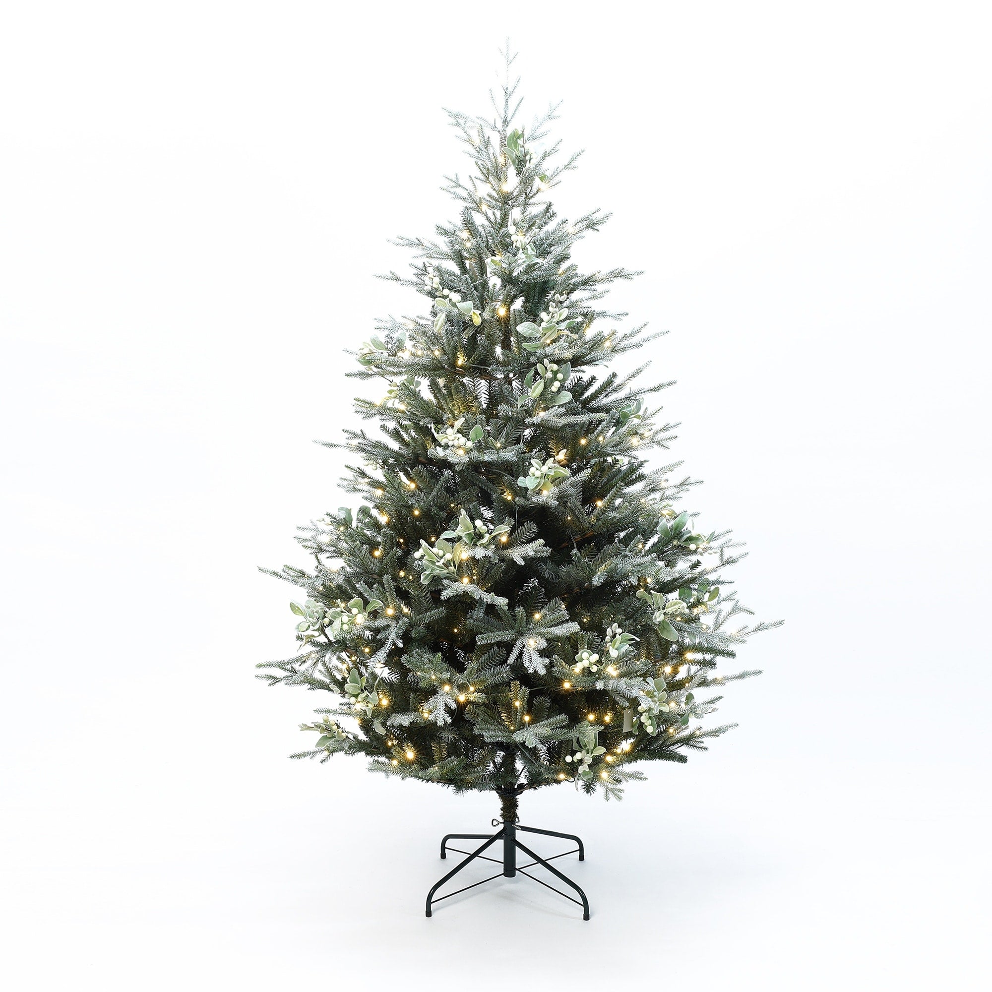 7Ft Pre Lit Green Artificial Fir Christmas Tree With Mistletoe Decorations 84 H X 52.8 Diameter