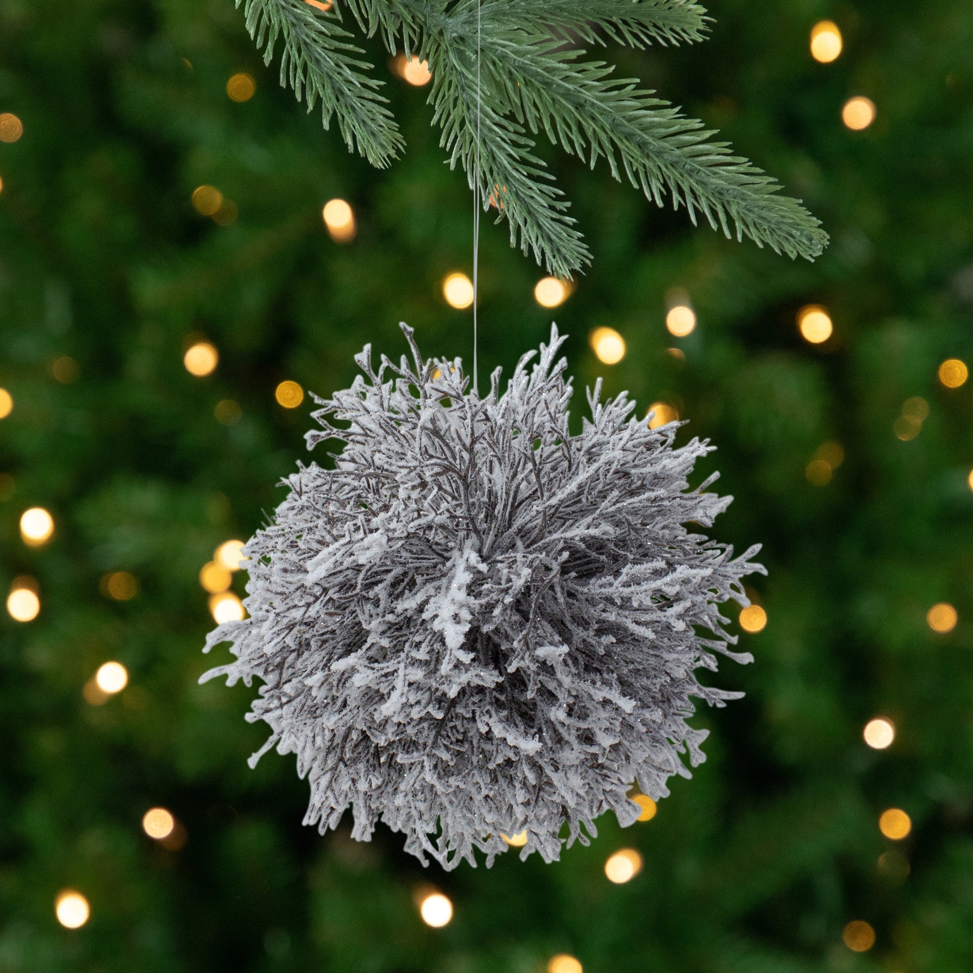 7 Artificial White Frosted Round Twig Christmas Ornament