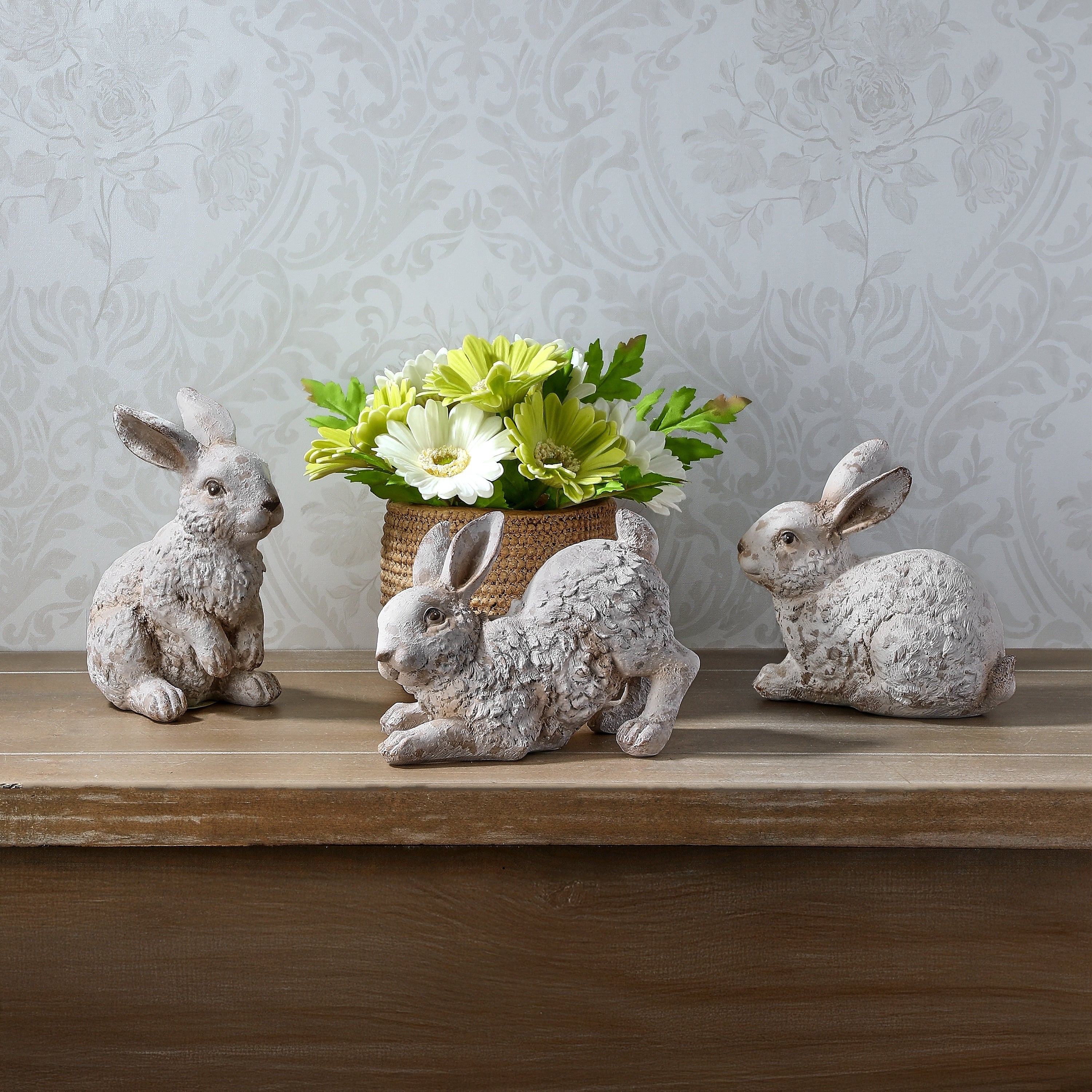 7 Resin Garden Bunny Set Of 3