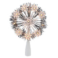 7 Silver Tinsel Snowflake Starburst Christmas Tree Topper Clear Lights