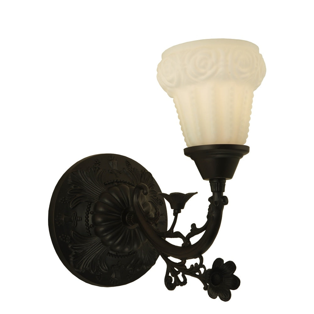 7 W White Puffy Rose Wall Sconce