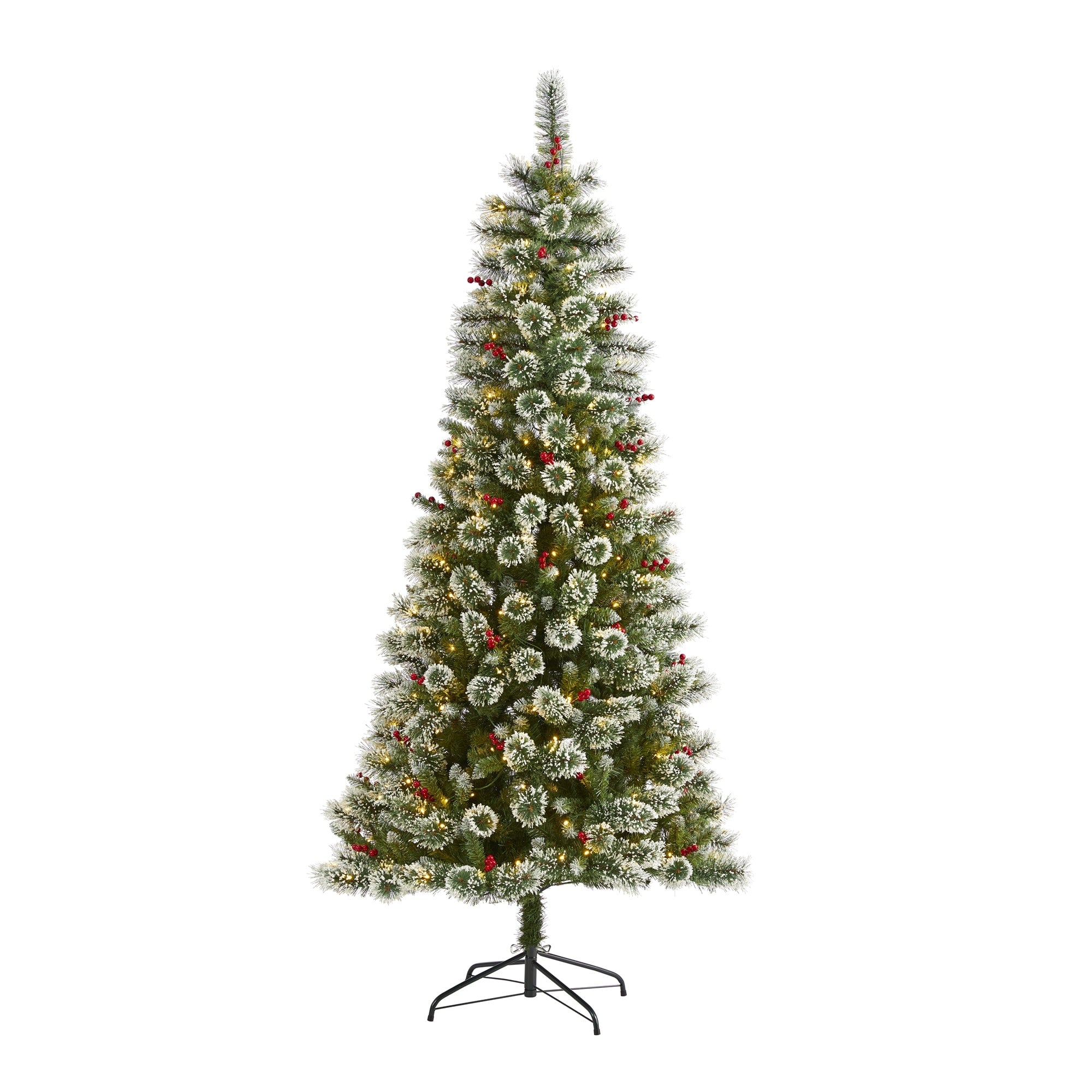 7 Frosted Swiss Pine Christmas Tree With 400 Clear Led Lights Green