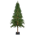 7 Pre Lit Medium Alpine Artificial Christmas Tree Clear Lights 7 Foot