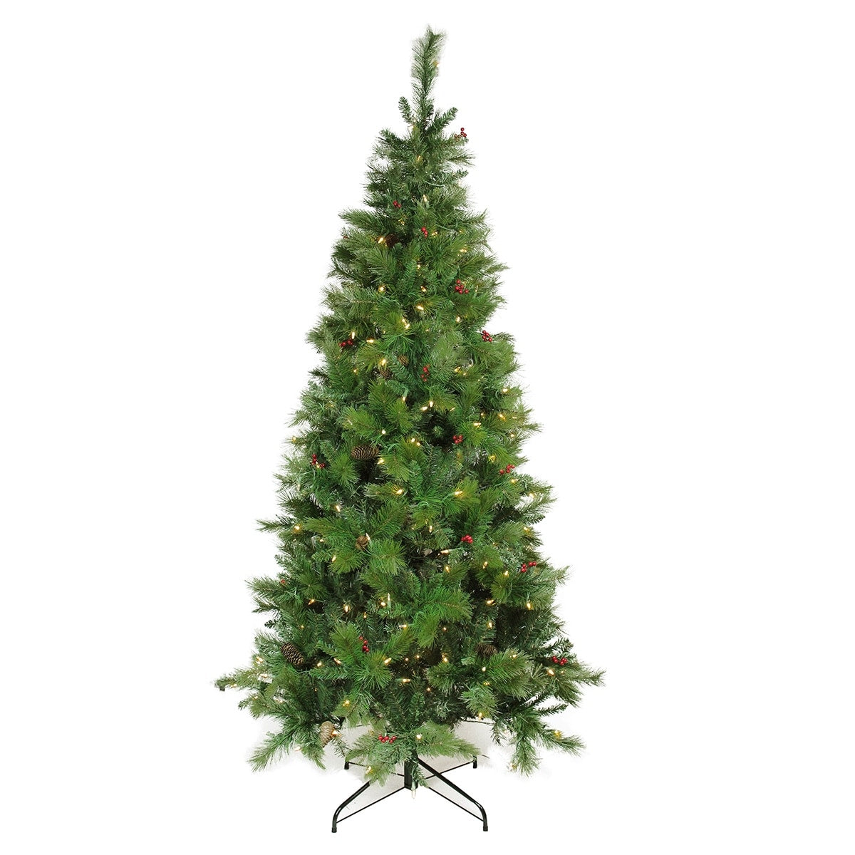 7 Pre Lit Slim Mount Beacon Pine Artificial Christmas Tree Multi Color Led Lights