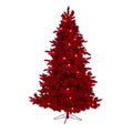 7 Red Flocked Fraser Fir Christmas Tree With 500 Red Lights
