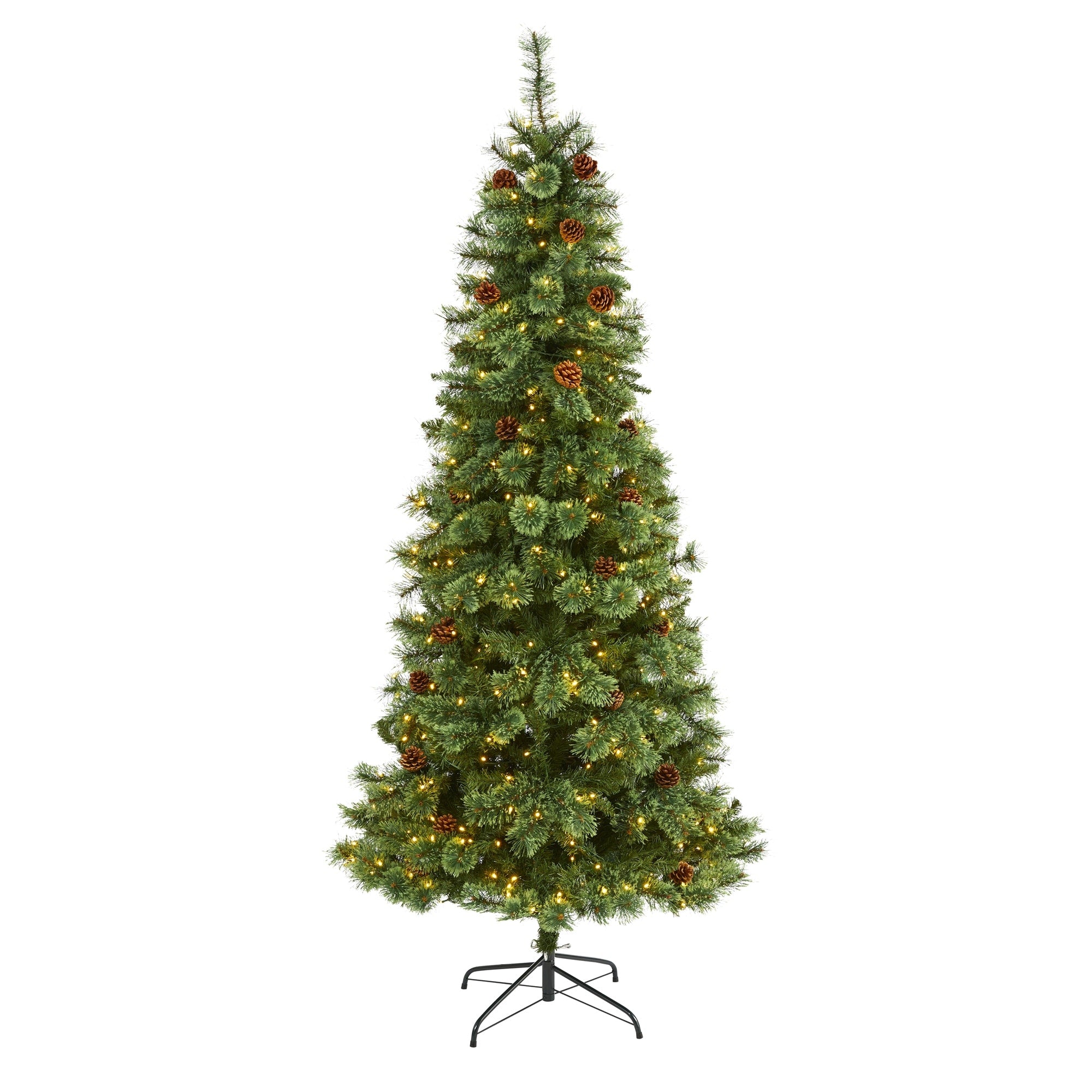 7 White Mountain Pine Christmas Tree With 400 Clear Led Lights Green