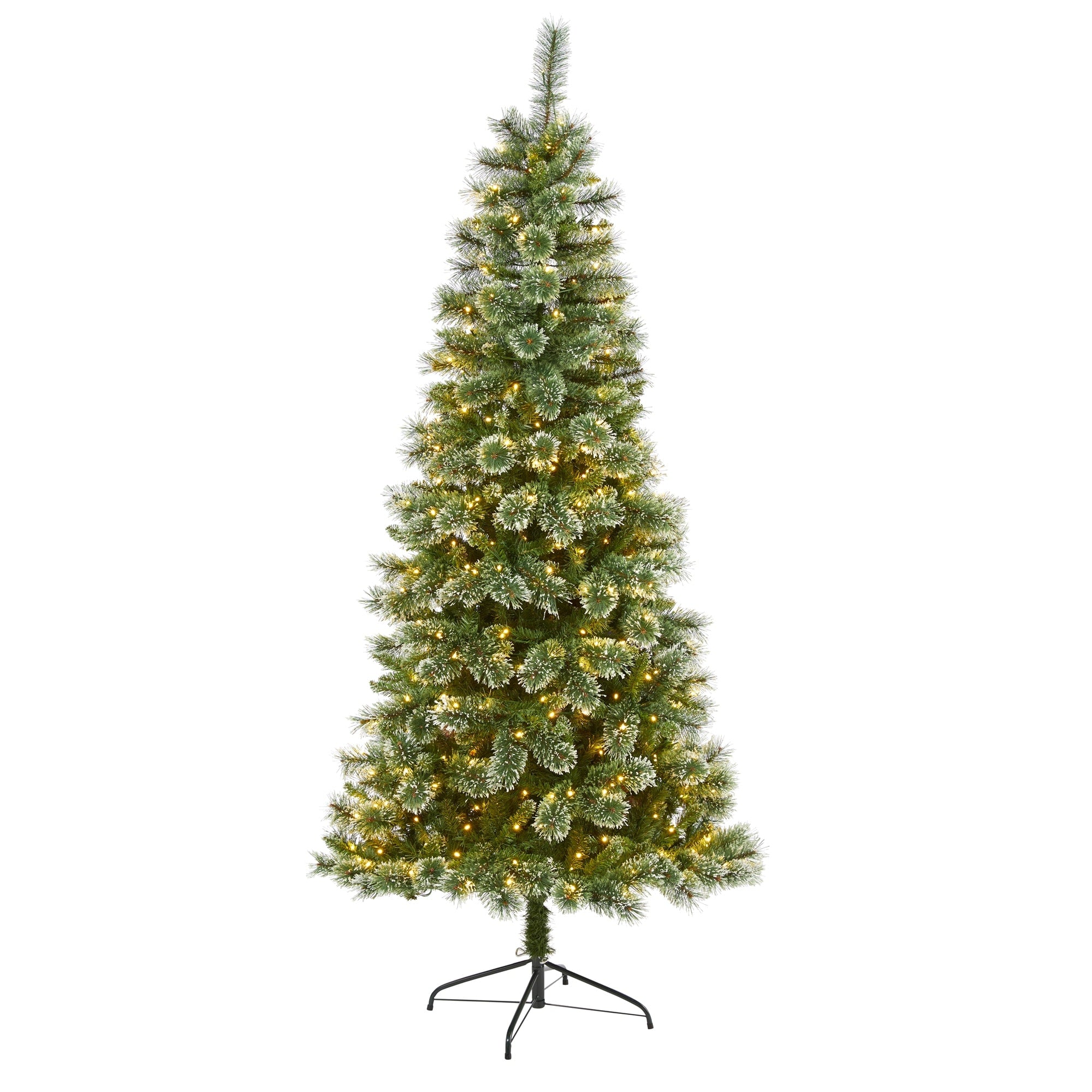 7 Wisconsin Slim Snow Tip Pine Christmas Tree With 400 Clear Lights Green