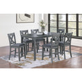7Pc Counter Height Dining Table Set Gray Finish X Cross Back