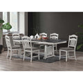 7Pc Dining Table Set Antique White Finish Dual Leaf Dining Room Furniture