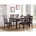 7Pc Dining Table Set Padded Seat Cherry Finish Dining Room Furniture
