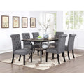 7Pc Dining Table Set Rectangle Table Open Shelf Charcoal Finish