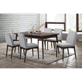 7Pc Dining Table Set Upholstered Seat Tapered Legs Walnut Finish