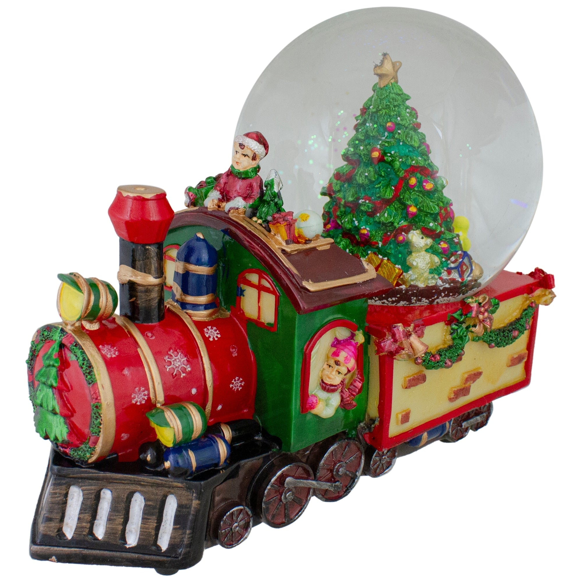 8 Christmas Train With Tree Musical Snow Globe Tabletop Decoration