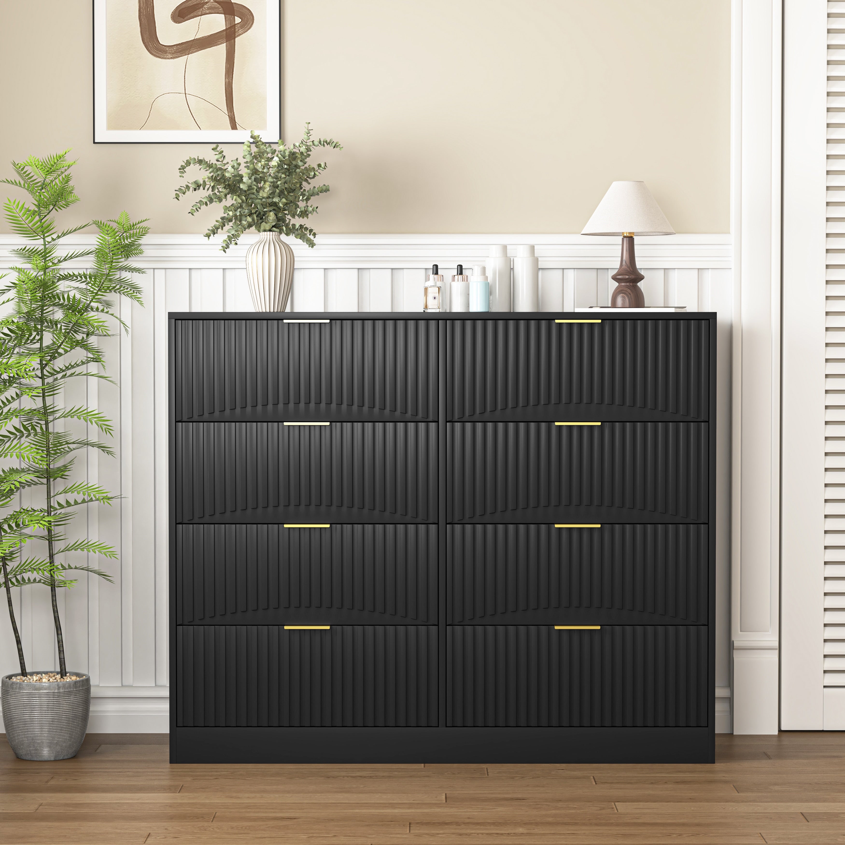 8 Drawer Dresser Minimalist Chests Of Drawers For Bedroom Living Room Black Wardrobe Armoire Closet