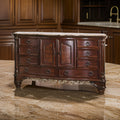 8 Drawer Wooden Dresser With 2 Door Cabinet And Marble Top Brown