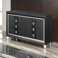 8 Drawer Wooden Dresser With Mirror Accents And Diamond Pattern Black