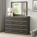 8 Drawer Wooden Dresser With Mirror Trim Accents Gray