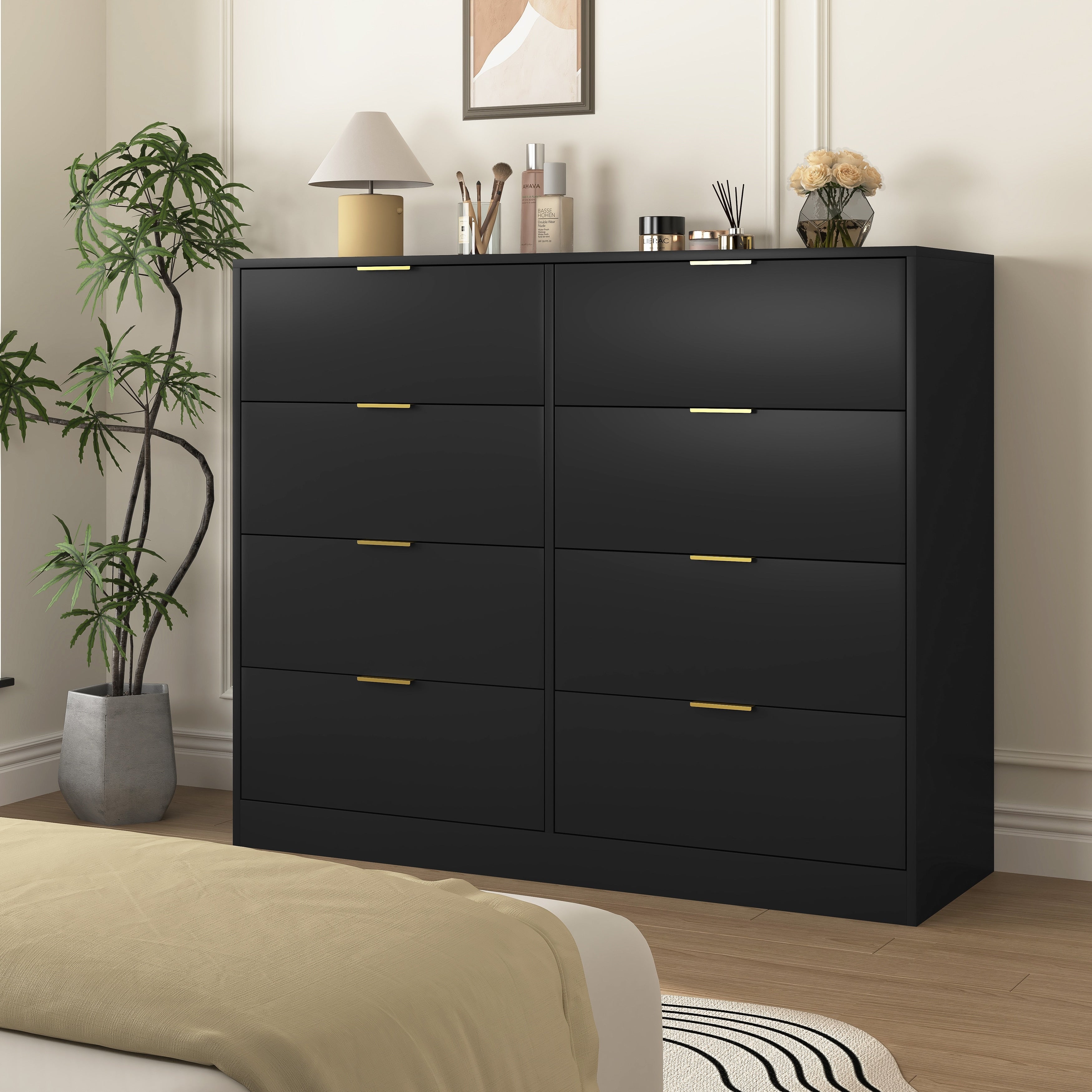 8 Drawers Dresser Chest Of Drawer For Bedroom Black Dressers Organizer Rustic Wardrobe Armoire Closet