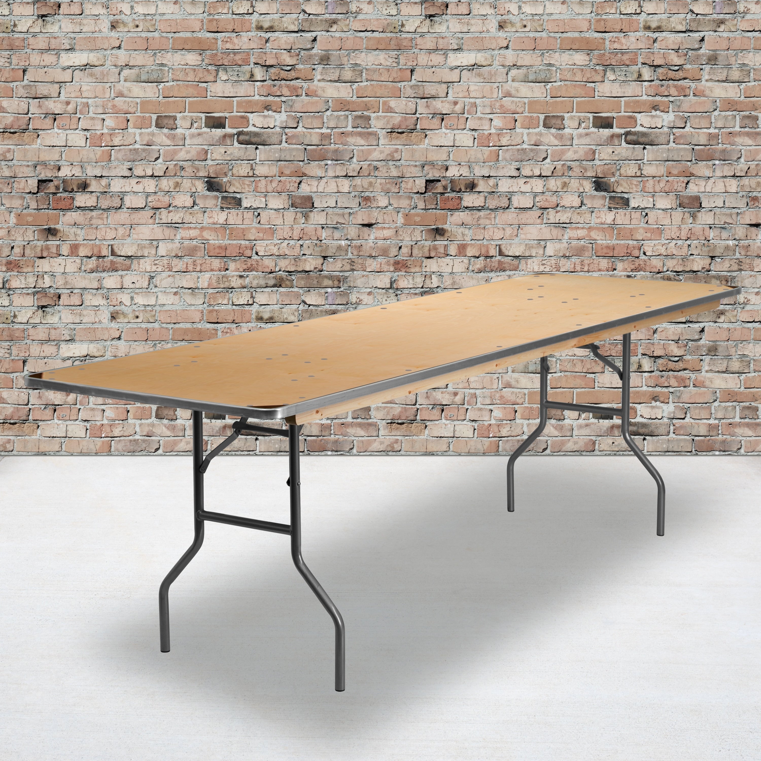 30 Inch X 96 Inch Rectangular Heavy Duty Birchwood Folding Banquet Table With Metal Edges And Protec