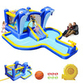 8 In 1 Inflatable Slide Water Park Trampoline Bouncing House With Dolphin Sprinkler Target Games Water Gun Basketball