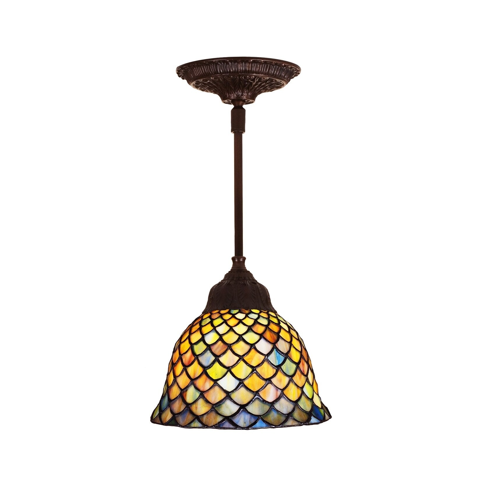 8 Inch Wide Tiffany Fishscale Mini Pendant