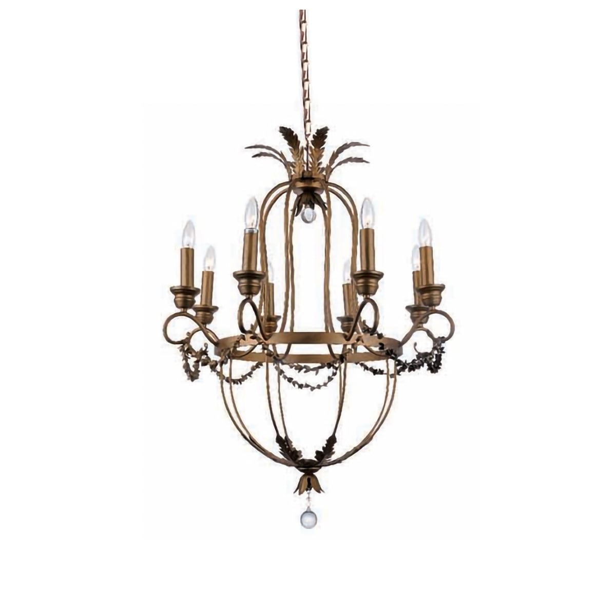 8 Light Bronze Chandelier With Clear Crystal Accents