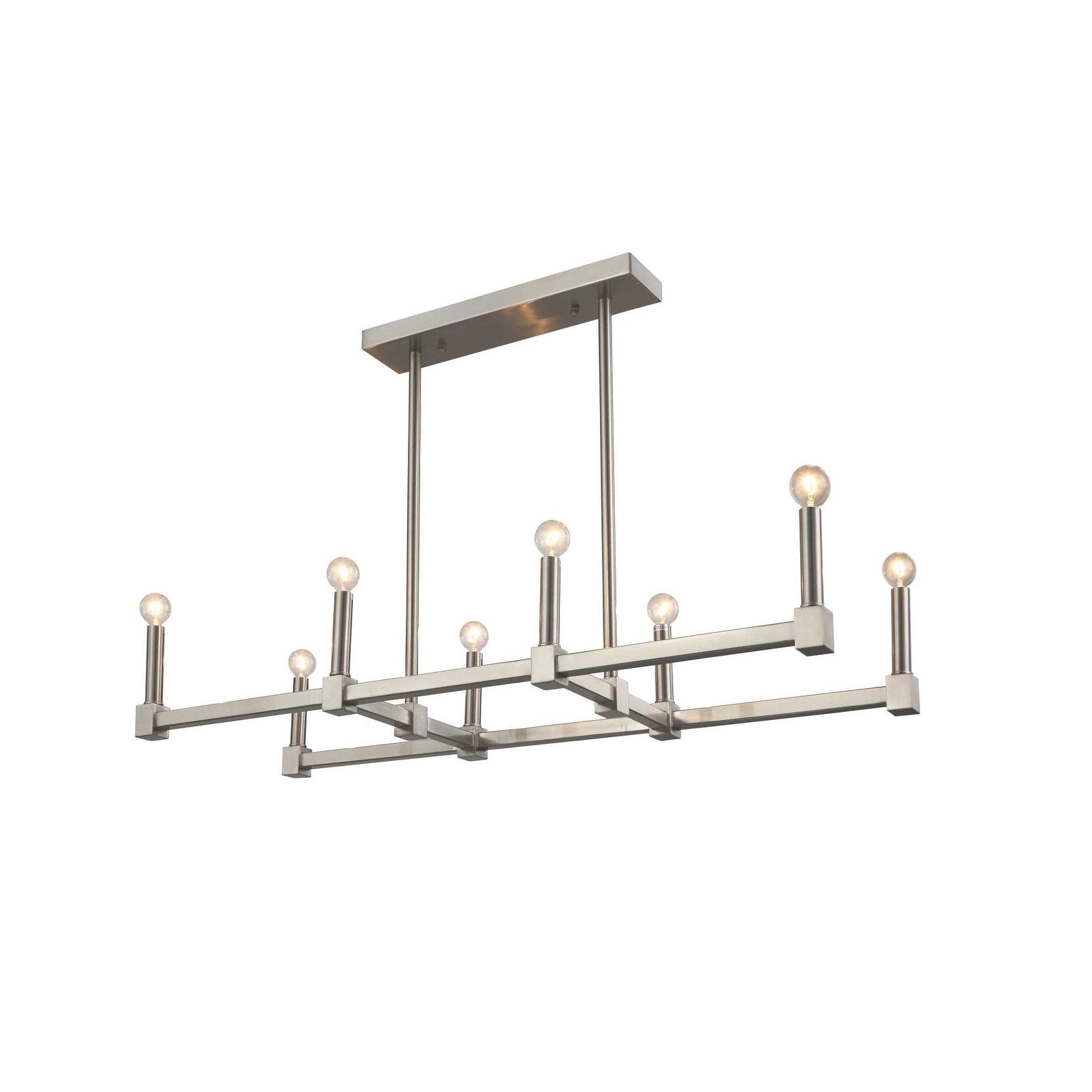8 Light Chrome Metal Straight Piped Chandelier