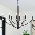 8 Light Industrial Black Chandelier Crystal Accents Adjustable Arms Dia.40.94 In