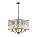 8 Light Modern Glam Black Faceted Crystal Chandelier With Cylinder Drum Shade For Dining Room Living Room