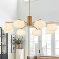 8 Light Modern Sputnik Chandelier With Pumpkin Pe Shades Dia.35.43 In