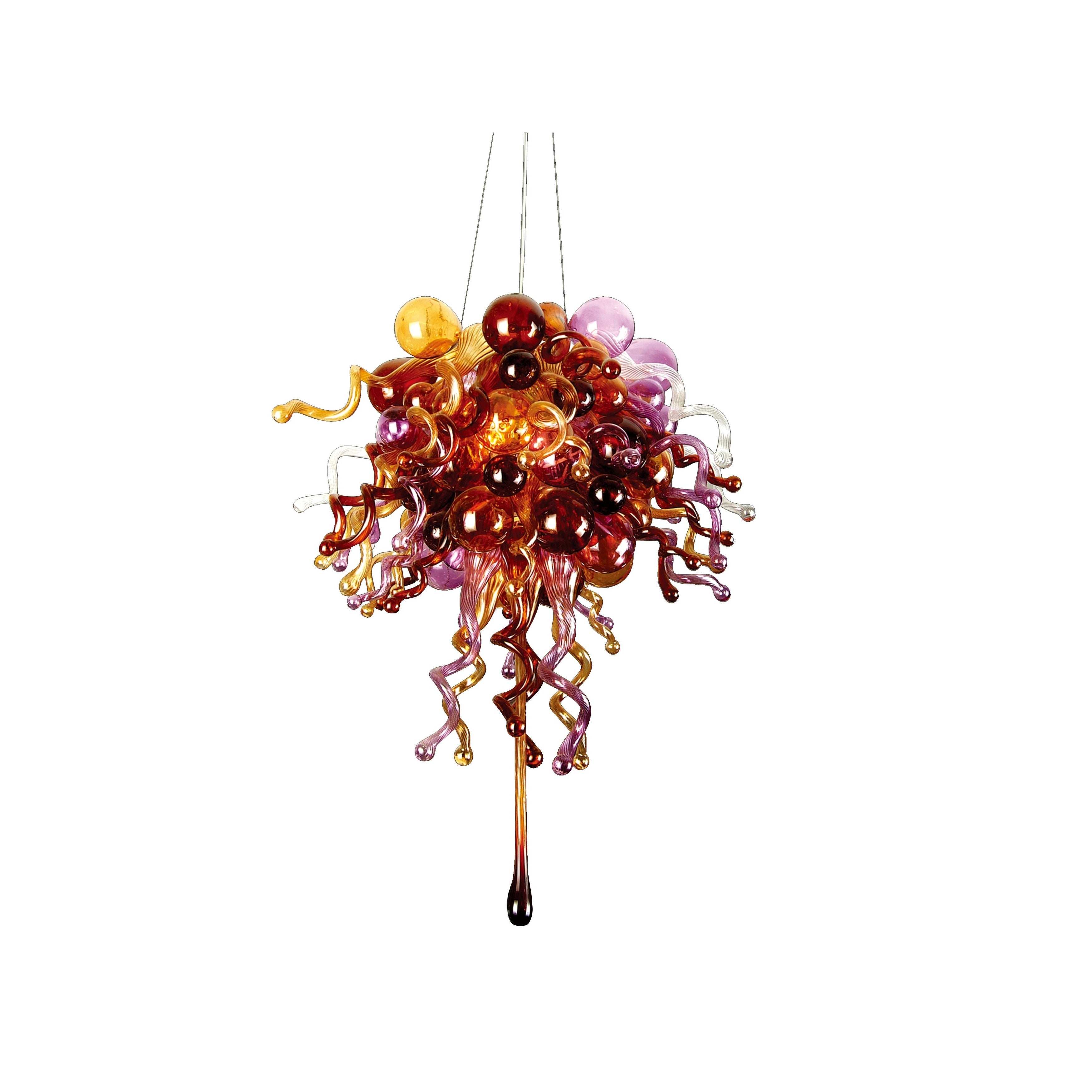 8 Light Multi Color Hand Blown Lighting Fixture