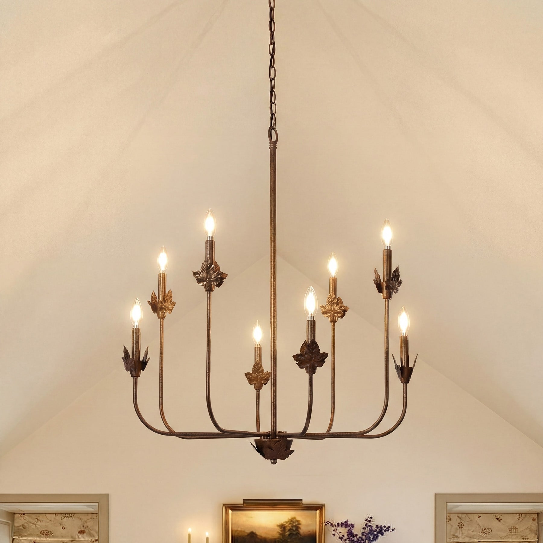 8 Light Rustic Industrial Chandelier With Adjustable 60 Chain