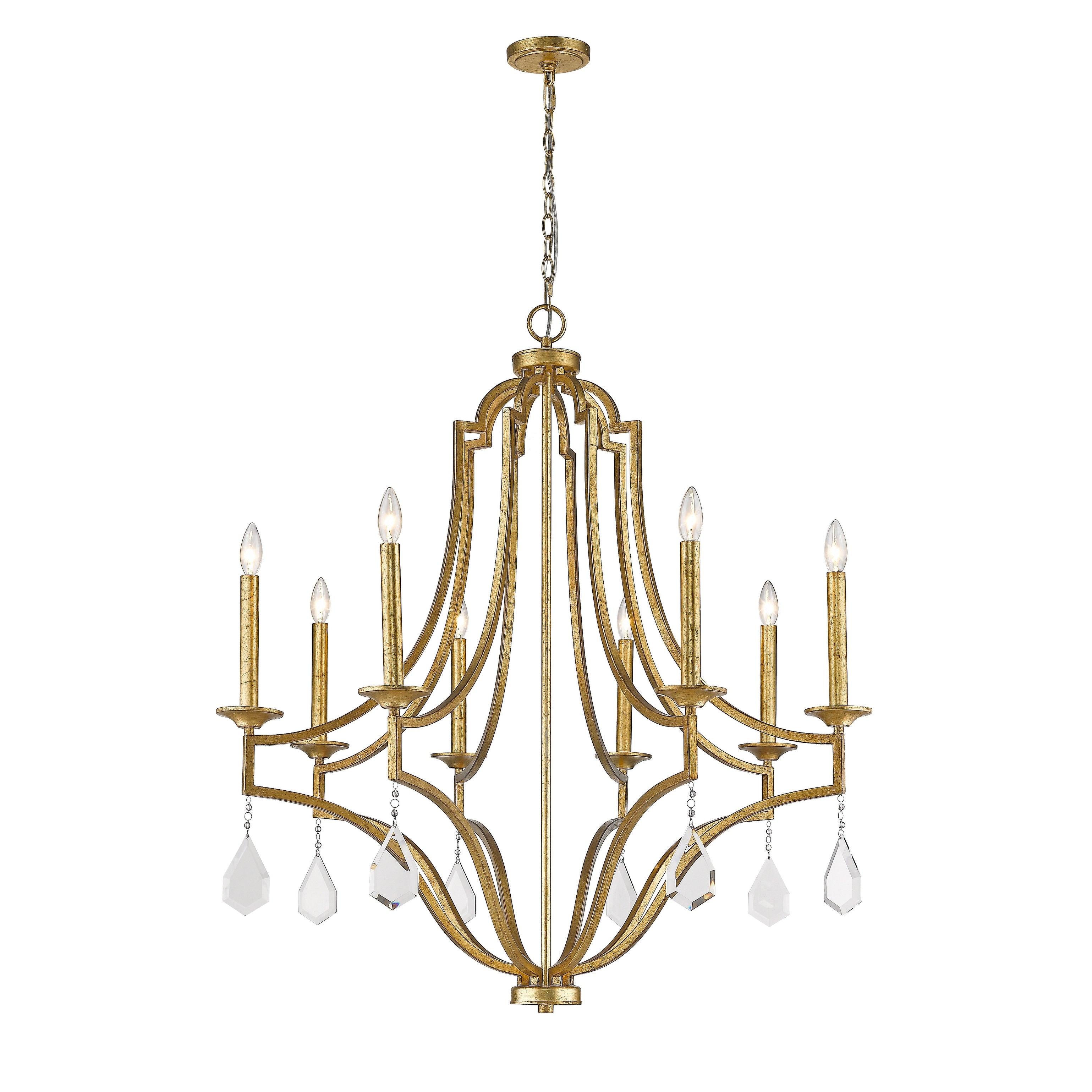 8 Lt. Transistional Gold Large Chandelier
