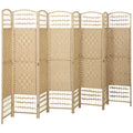8 Panel Room Divider Folding Privacy Screen 5.6 Room Separator Wave Fiber Freestanding Partition Wall Divider Natural