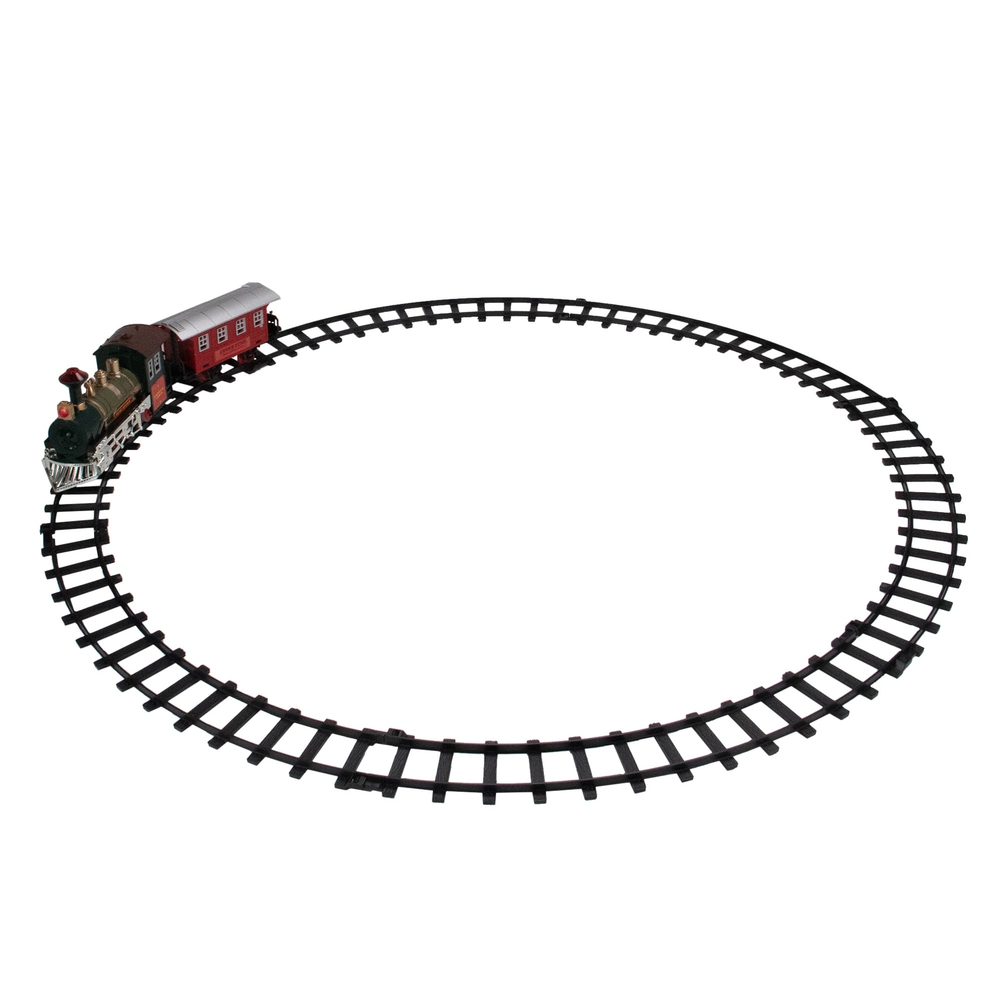 8 Piece Battery Operated Red And Green Animated Classic Train Set With Sound N A