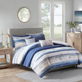 8 Piece Printed Seersucker Comforter And Quilt Set Collection Blue Full Queen
