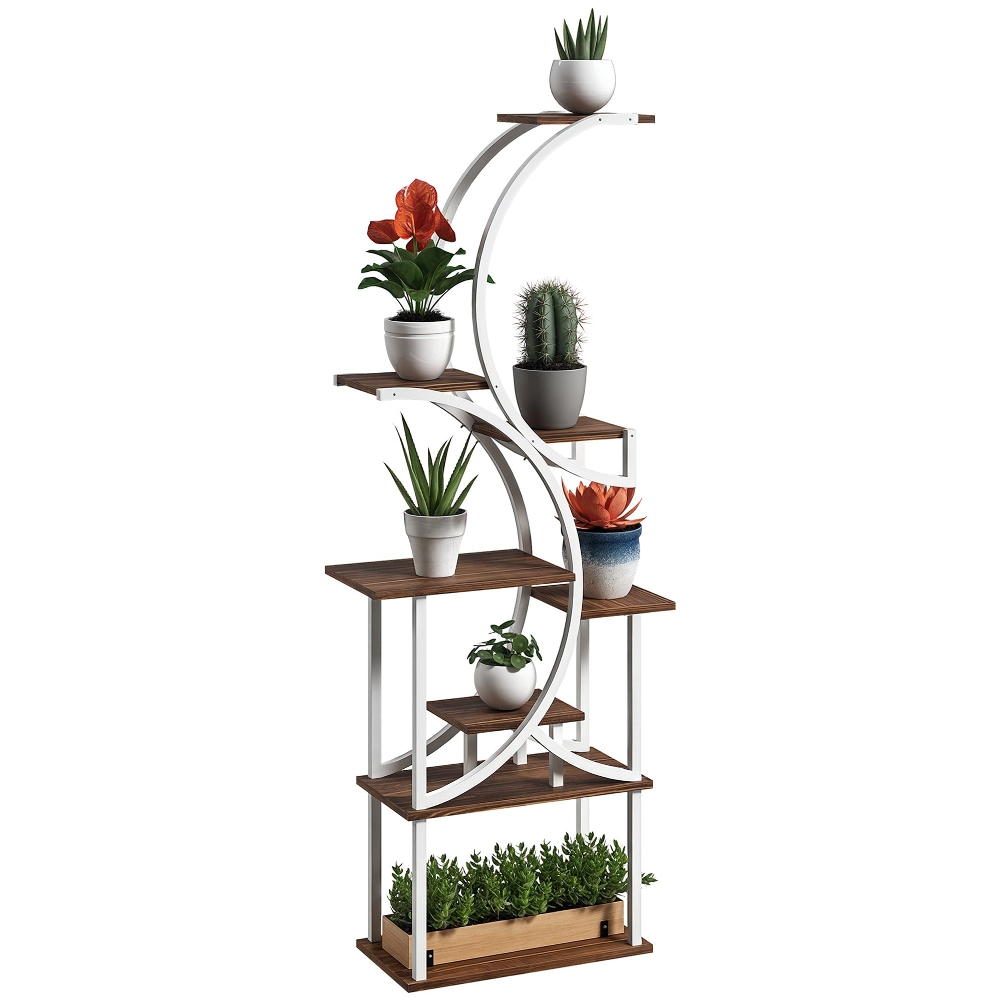 8 Tier Plant Stand Indoor 62 Tall Plant Shelf S Shaped Plant Rack Carbonised Finish