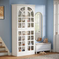 8 Tier Tall Shoe Cabinet With Doors Led Lights And Adjustable Shelves