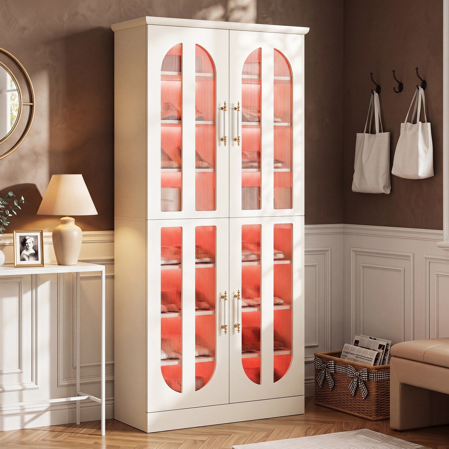 8 Tier Tall Wooden Shoe Cabinet Shoe Rack Organizer With Shelves