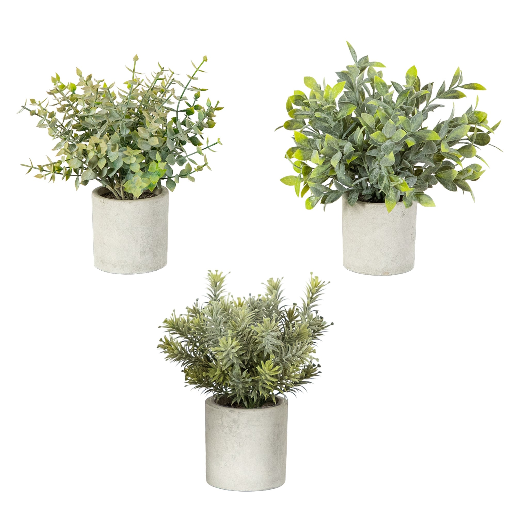 8 In Artificial Mini Eucalyptus Potted Plants Set Of 3